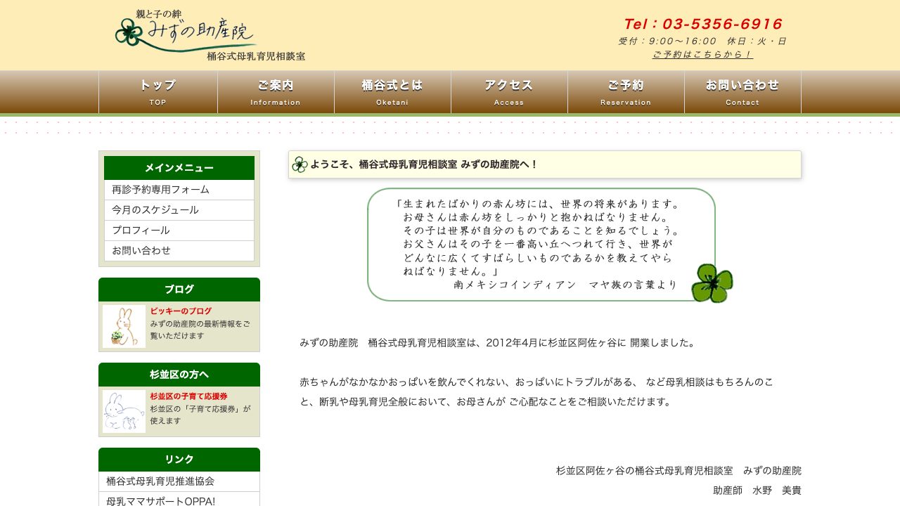 母乳育児相談室みずの助産院の公式サイト